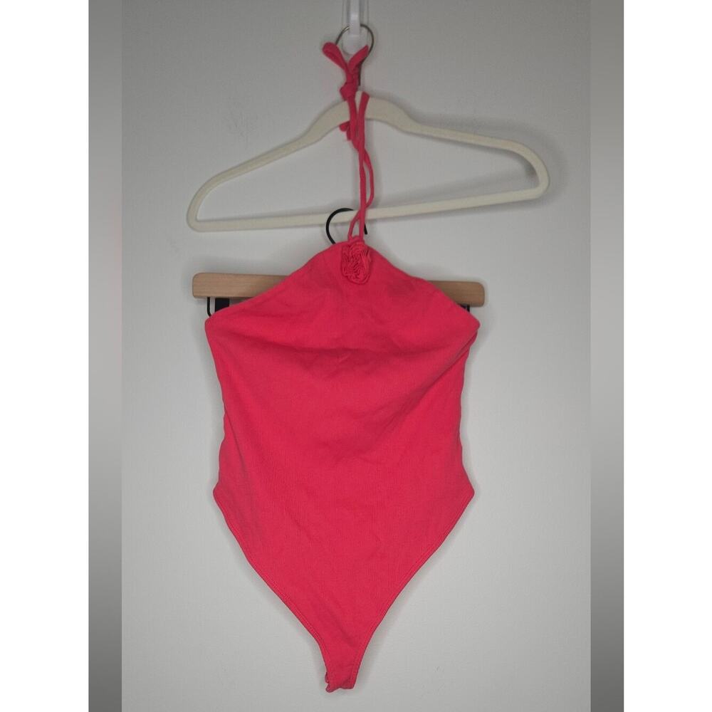 Wild Fable Hot Pink Halter One-Piece Bodysuit